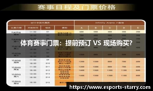 体育赛事门票：提前预订 VS 现场购买？